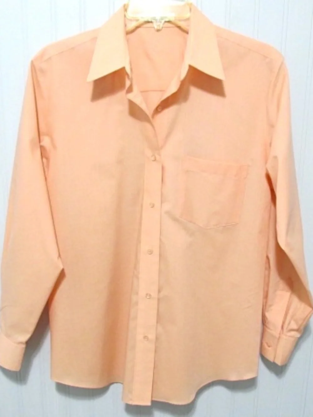 Foxcroft Peach Cotton Blend Dress Shirt, Size 6